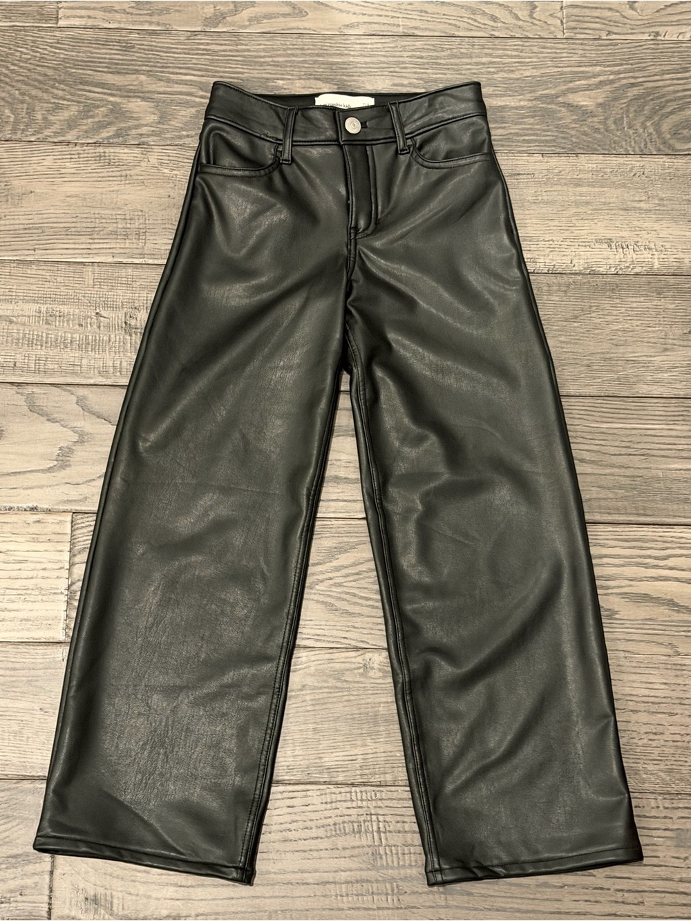 abercrombie kids Black Faux Leather Wide-Leg Pants